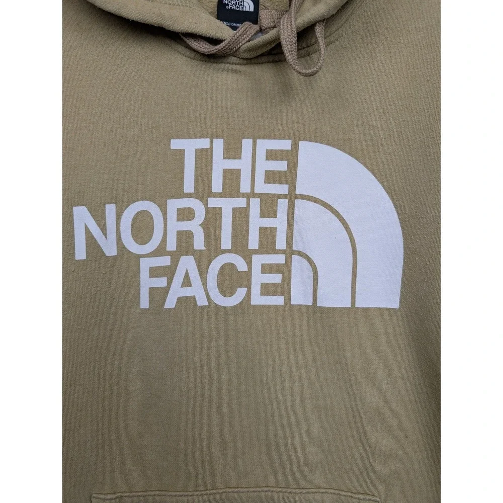 The North Face Fleece Hoodie‎ Tan Beige Graphic Logo Pullover Men's Size L